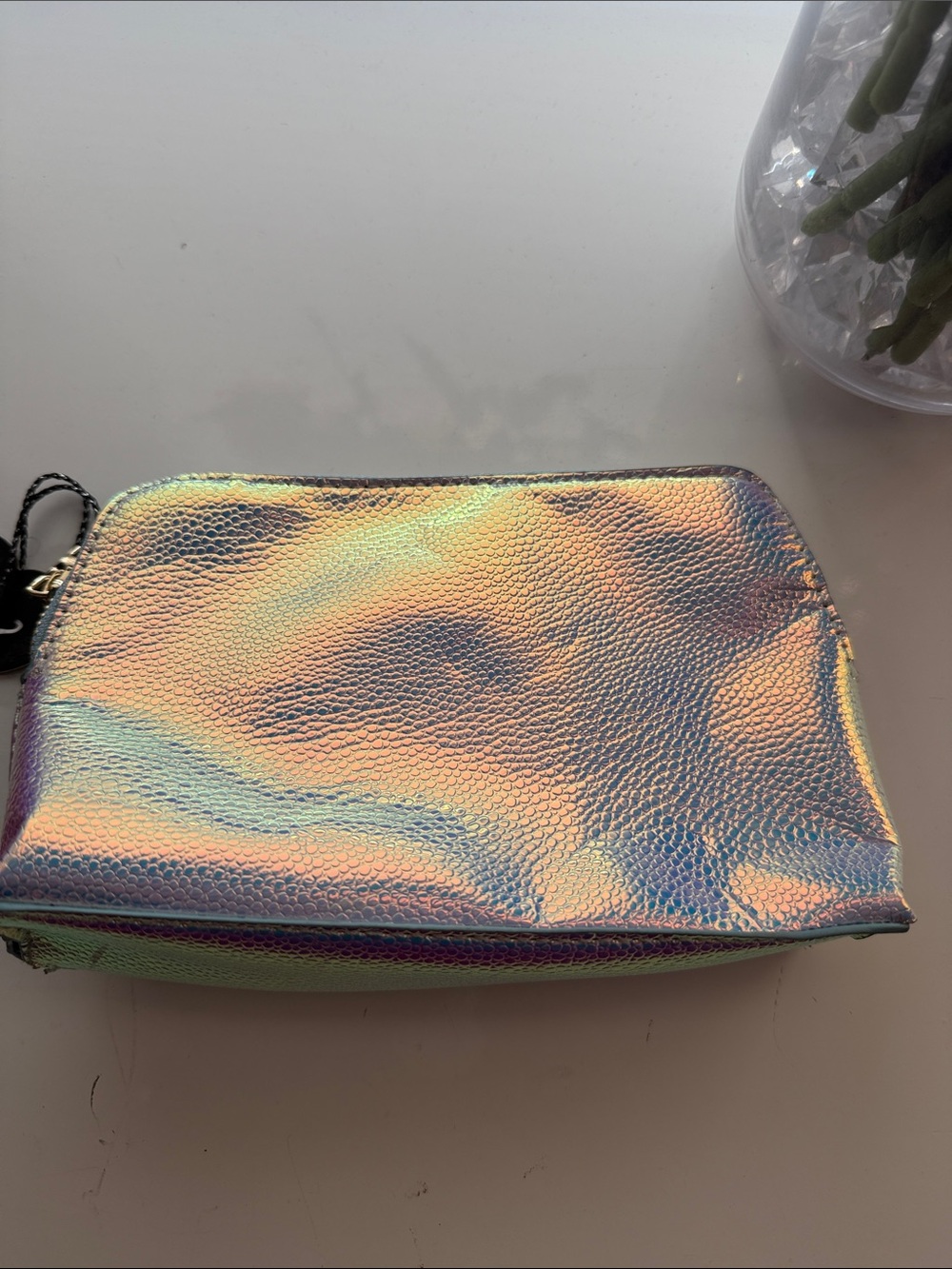 Holographic Iridescent Women's Zip makeup bag - Shimmering Multi-Color